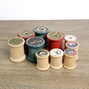 Vintage Empty Wood Wooden Thread Spool Lot Collection Lot of 10